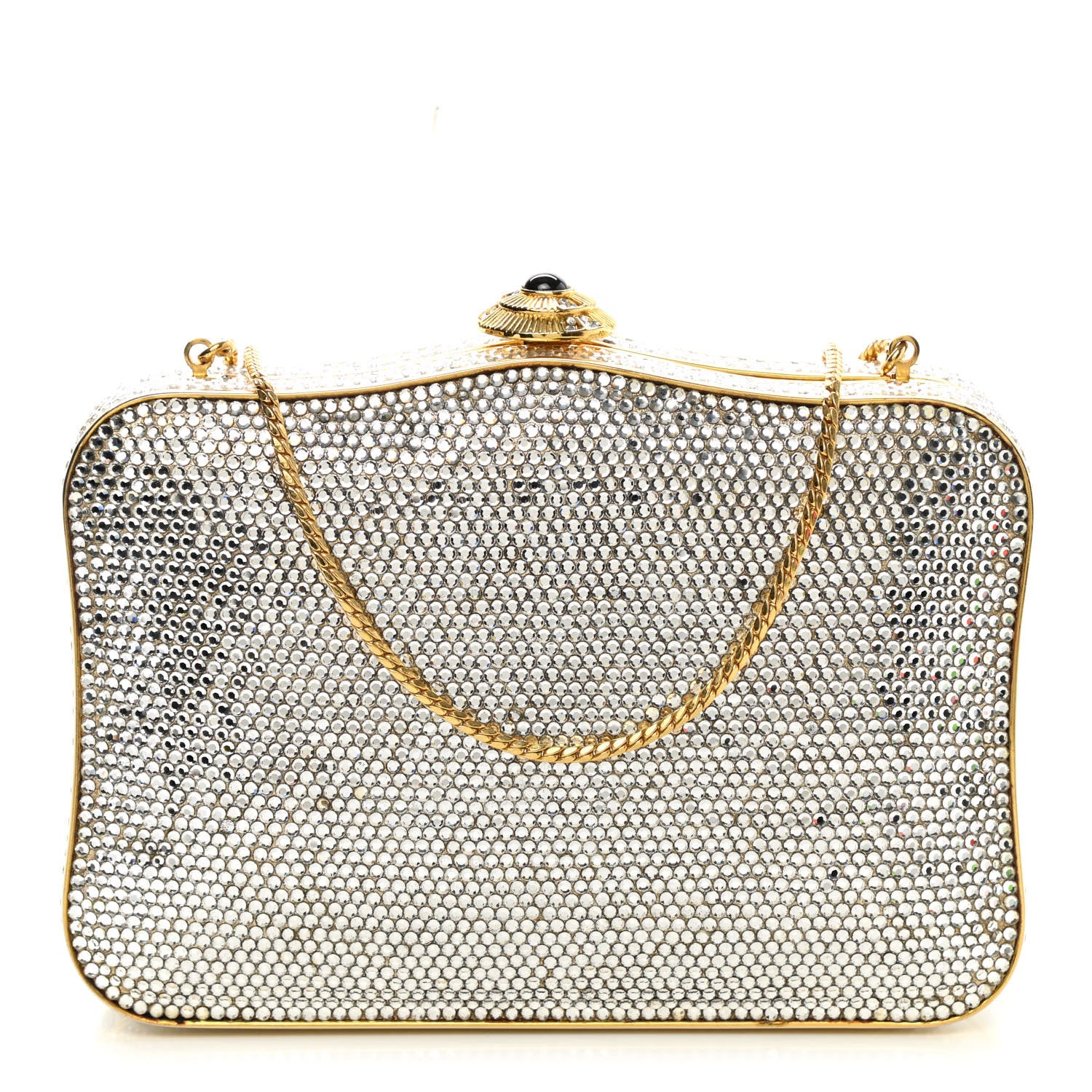 Judith Leiber Swarovski Crystal Minaudiere Clutch Gold 1 of 13