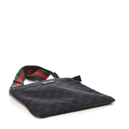 Gucci Monogram Web Small Flat Messenger Bag Black 4 of 11
