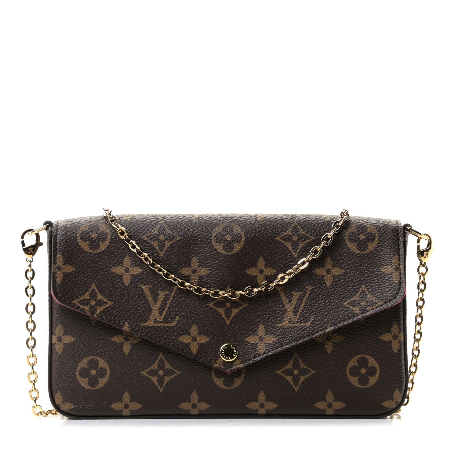Louis Vuitton Monogram Pochette Felicie Chain Wallet Fuchsia 1 of 10