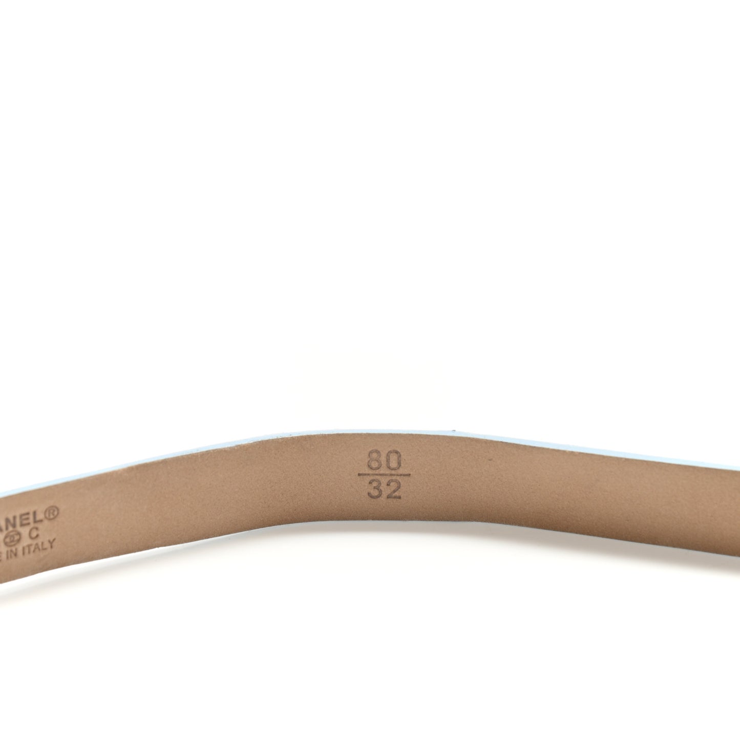 Lambskin CC Logo Skinny Belt 80 32 Light Blue