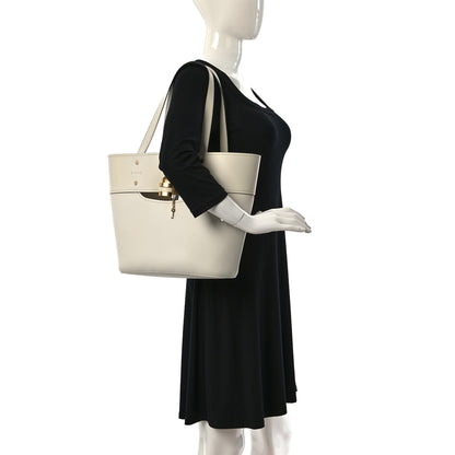 Chloe Calfskin Small Aby Lock and Key Tote Bag Natural White 2 of 10