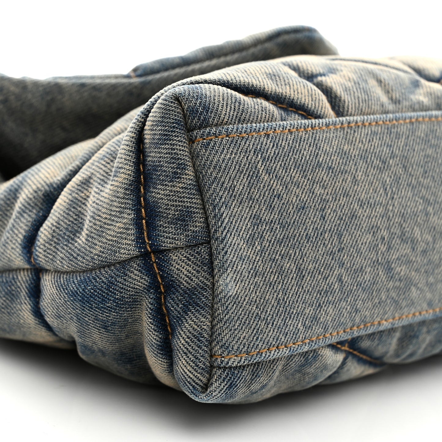 Denim Quilted Toy Loulou Puffer Monogram Chain Satchel Blue Cinnamon