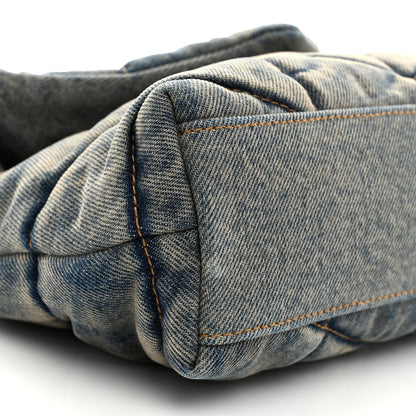 Saint Laurent Denim Quilted Toy Loulou Puffer Monogram Chain Satchel Blue Cinnamon 9 of 10