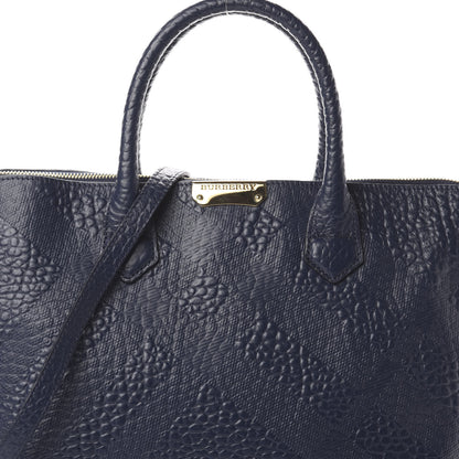 Burberry Heritage Grain Check Embossed Medium Dewsbury Tote Blue Carbon 8 of 8
