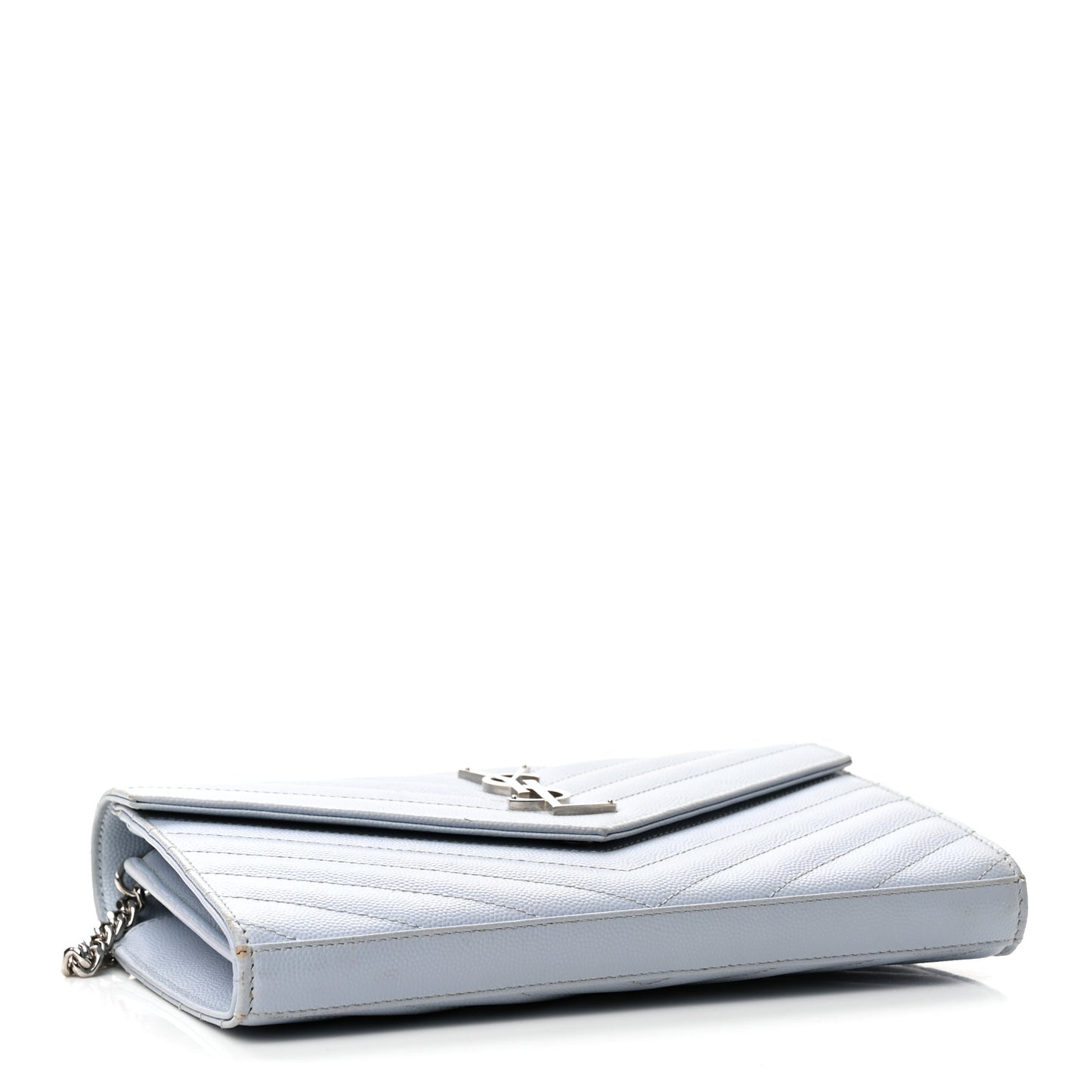 Grain De Poudre Matelasse Chevron Monogram Chain Wallet Sky Blue