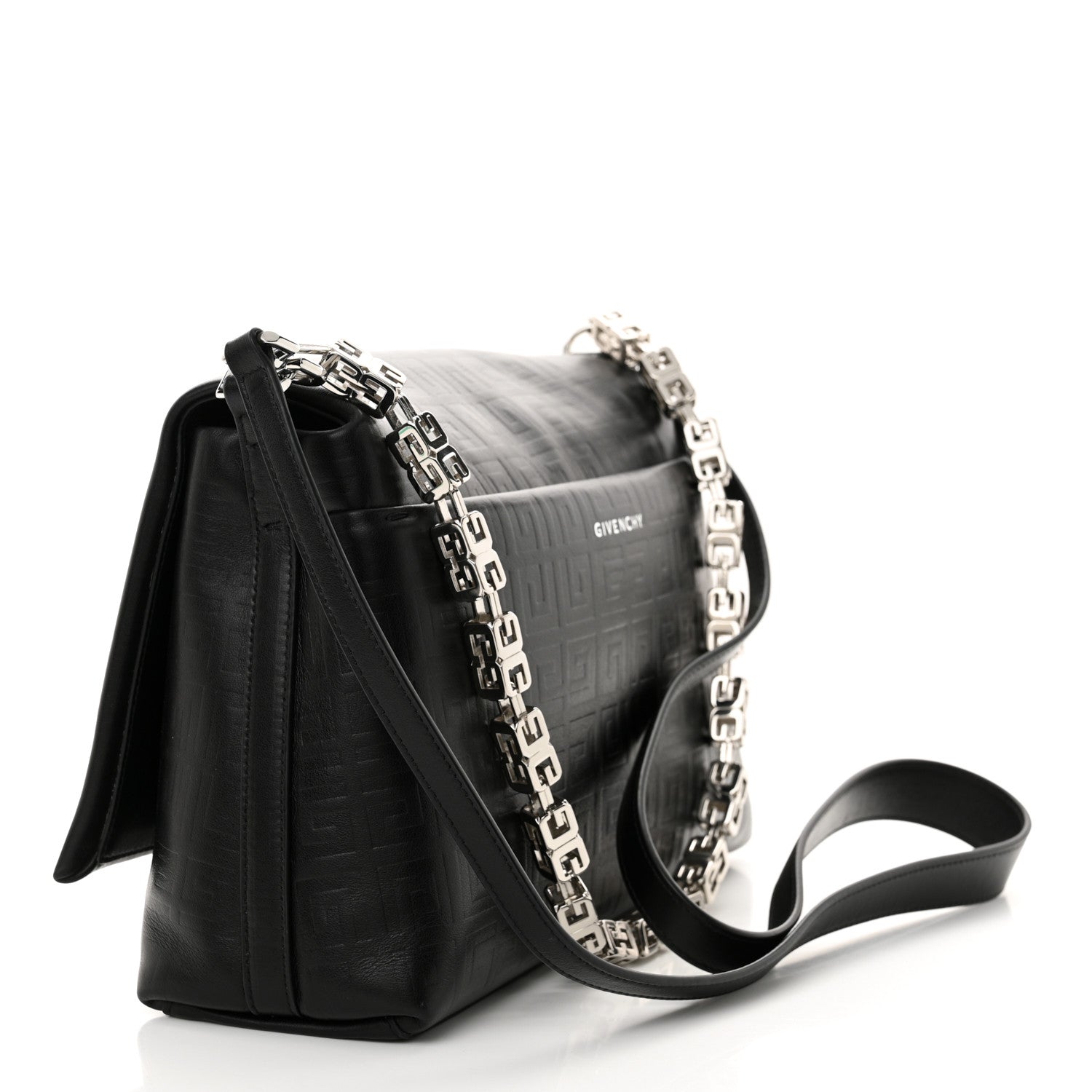 Givenchy Soft Calfskin 4G Embossed Medium Shoulder Bag Black 3 of 11