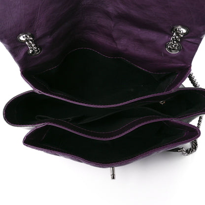 Chanel Metallic Calfskin Medium Lady Pearly Flap Dark Purple 5 of 12