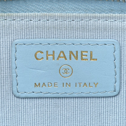 Chanel Caviar Quilted Zipped Key Holder Case Light Blue 6 of 13