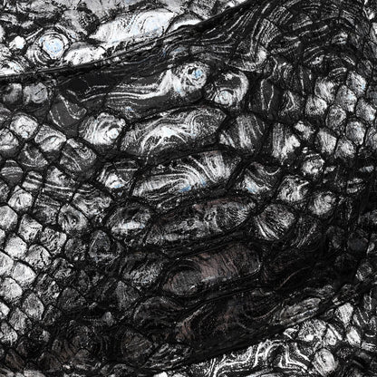 Chanel Metallic Snakeskin Medium Double Flap Blue 11 of 14