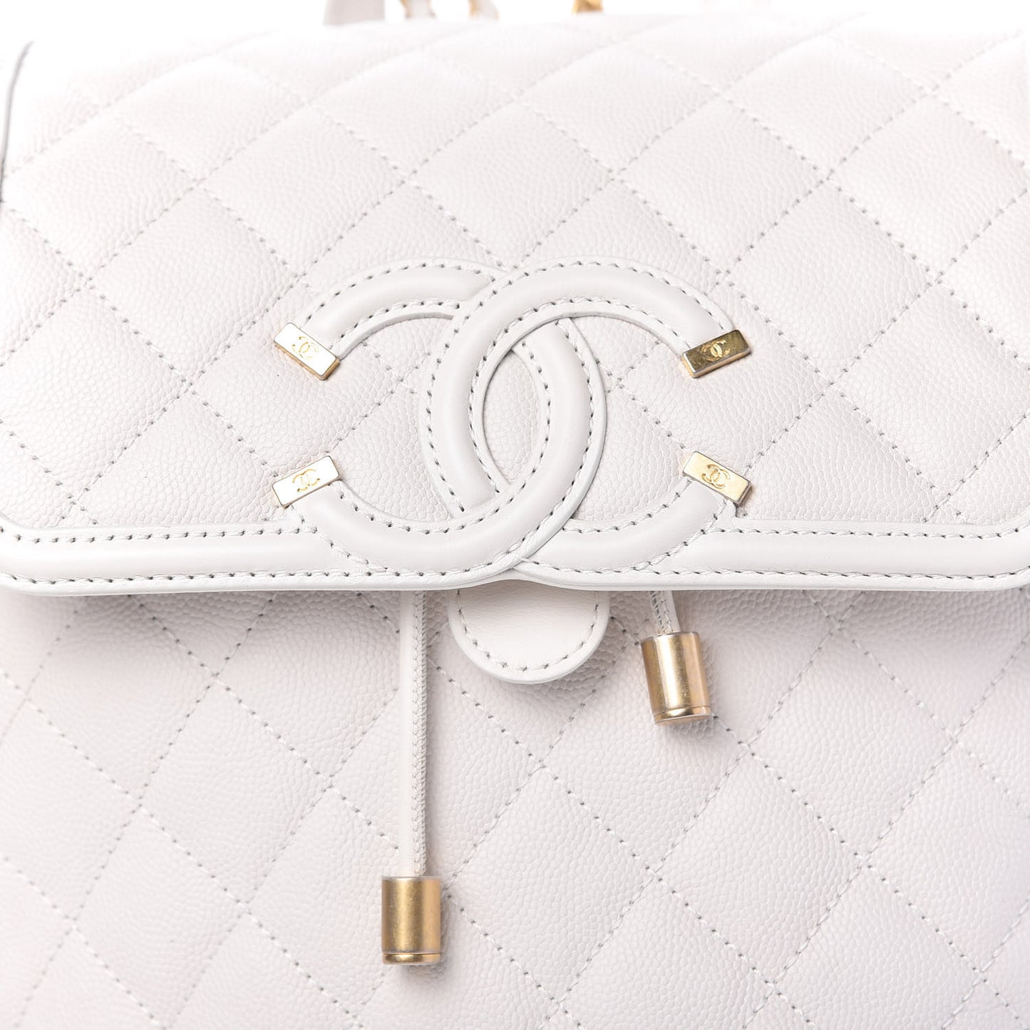 Caviar Quilted Filigree Backpack White