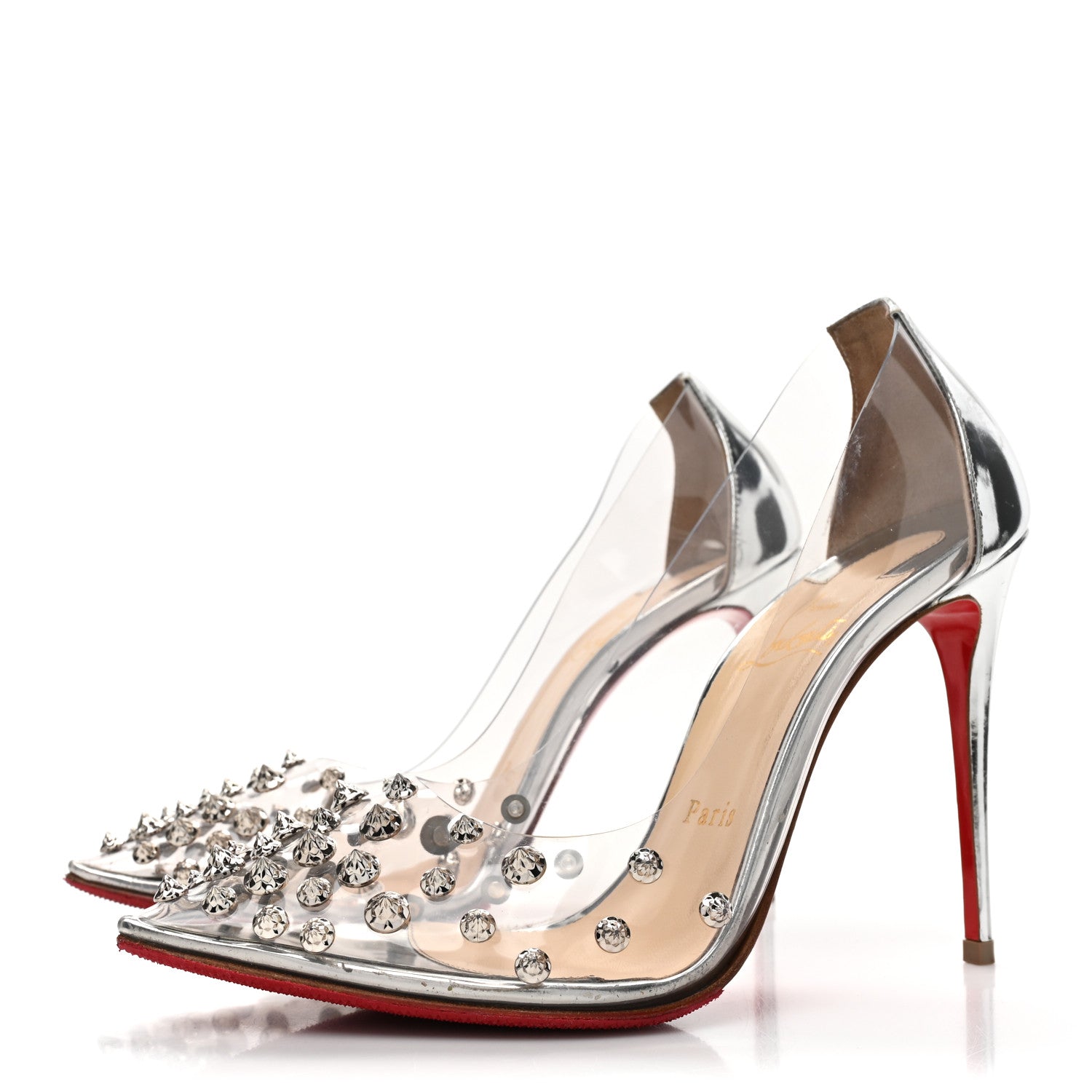 Christian Louboutin PVC Patent Collaclou 100 Pumps 37 Silver 3 of 12