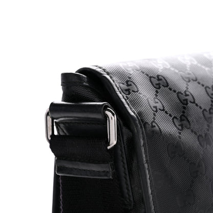 Gucci Imprime Monogram Medium Double Buckle Flap Messenger Bag Black 13 of 14