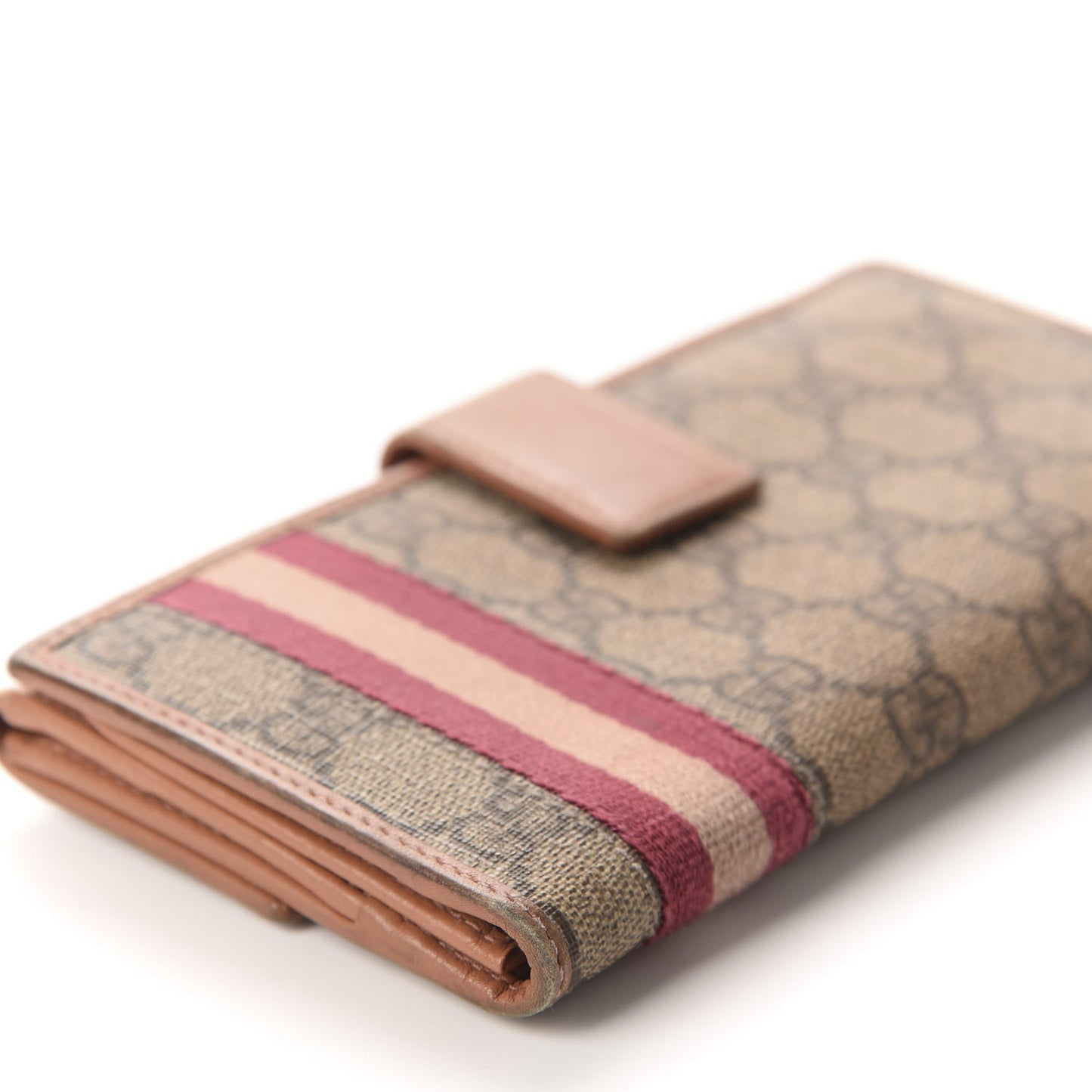 GG Supreme Monogram Web Continental Wallet Pink