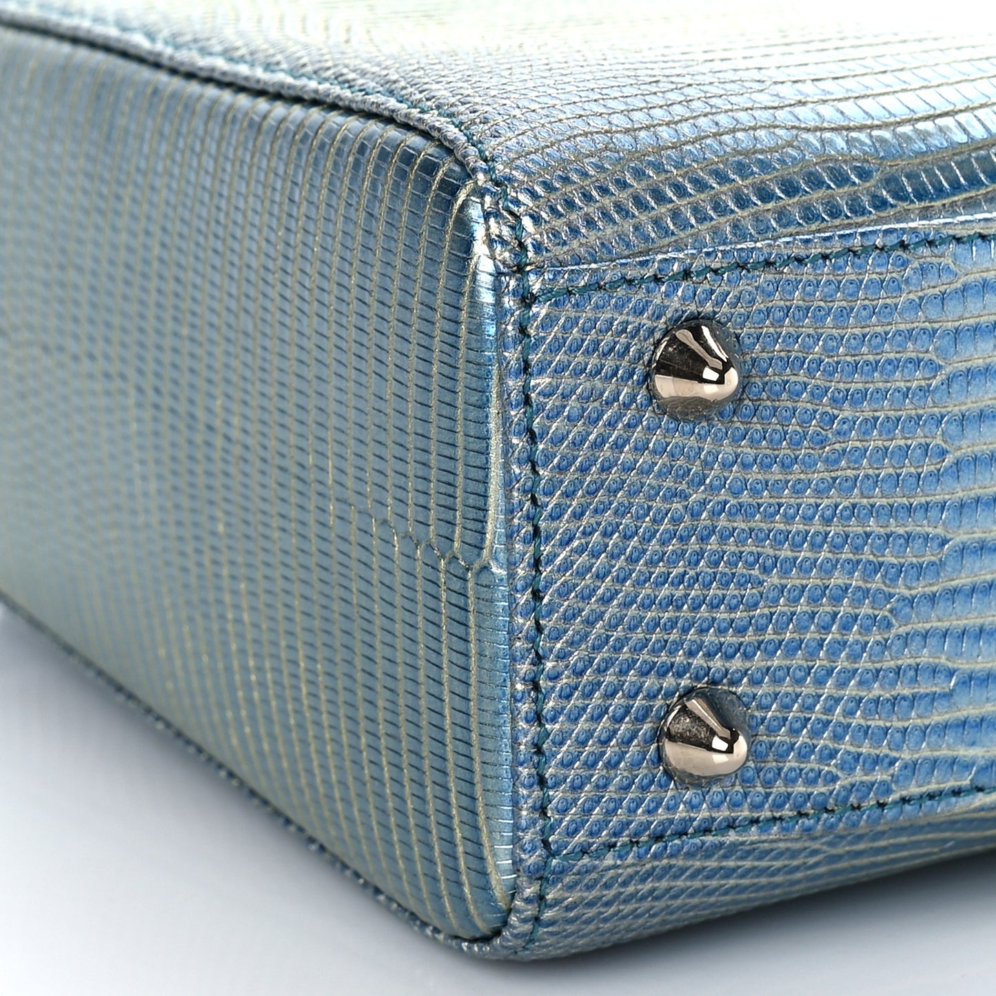 Metallic Lizard Small Lady Dior Blue