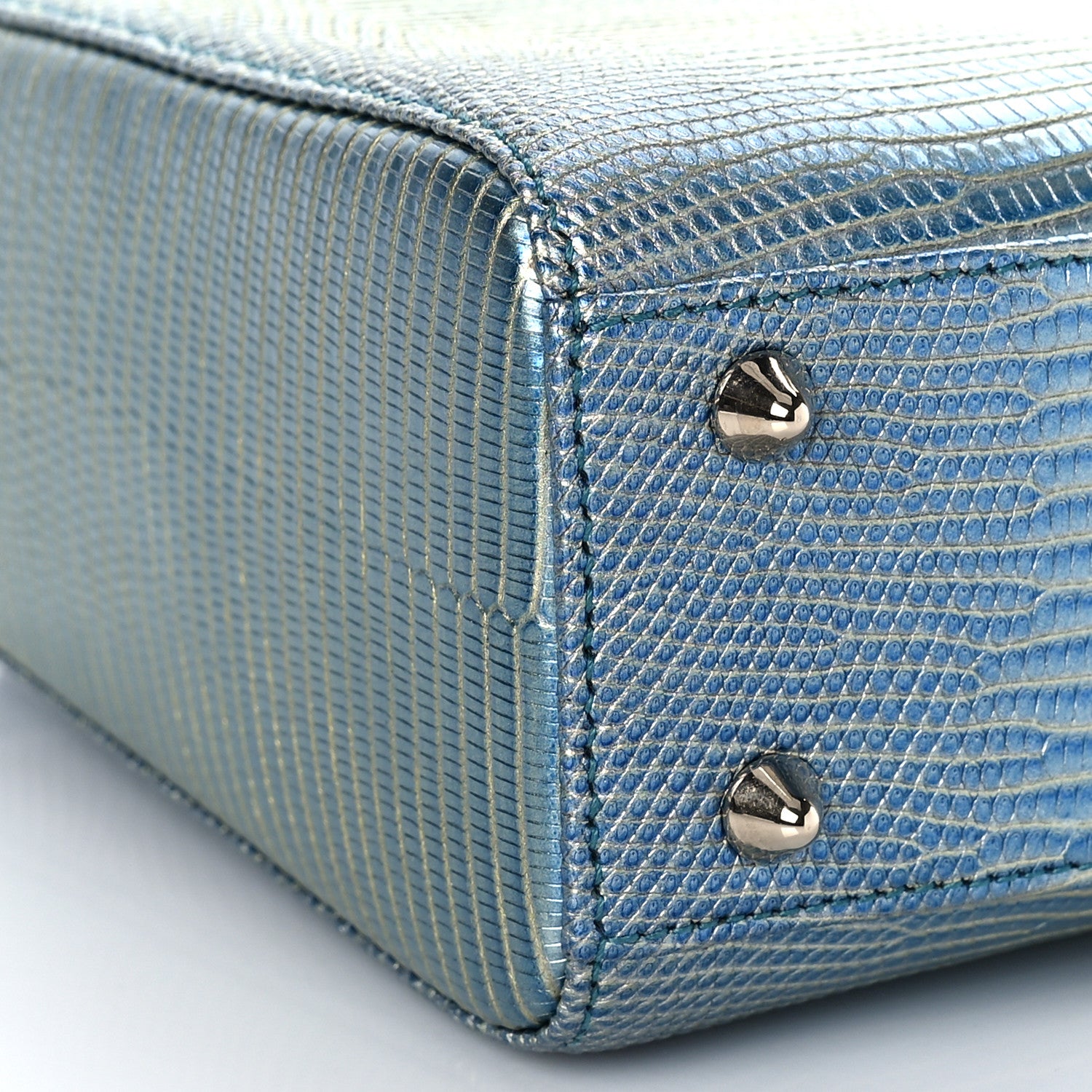 Christian Dior Metallic Lizard Small Lady Dior Blue 7 of 9