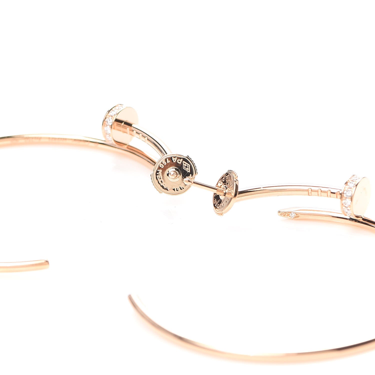 Cartier 18K Pink Gold Diamond Juste Un Clou Hoop Earrings 3 of 4