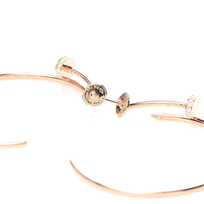 Cartier 18K Pink Gold Diamond Juste Un Clou Hoop Earrings 3 of 4