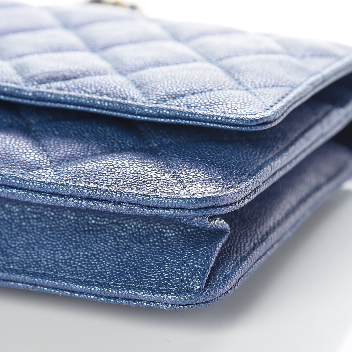 Chanel Iridescent Caviar Quilted Wallet On Chain WOC Dark Blue 10 of 11