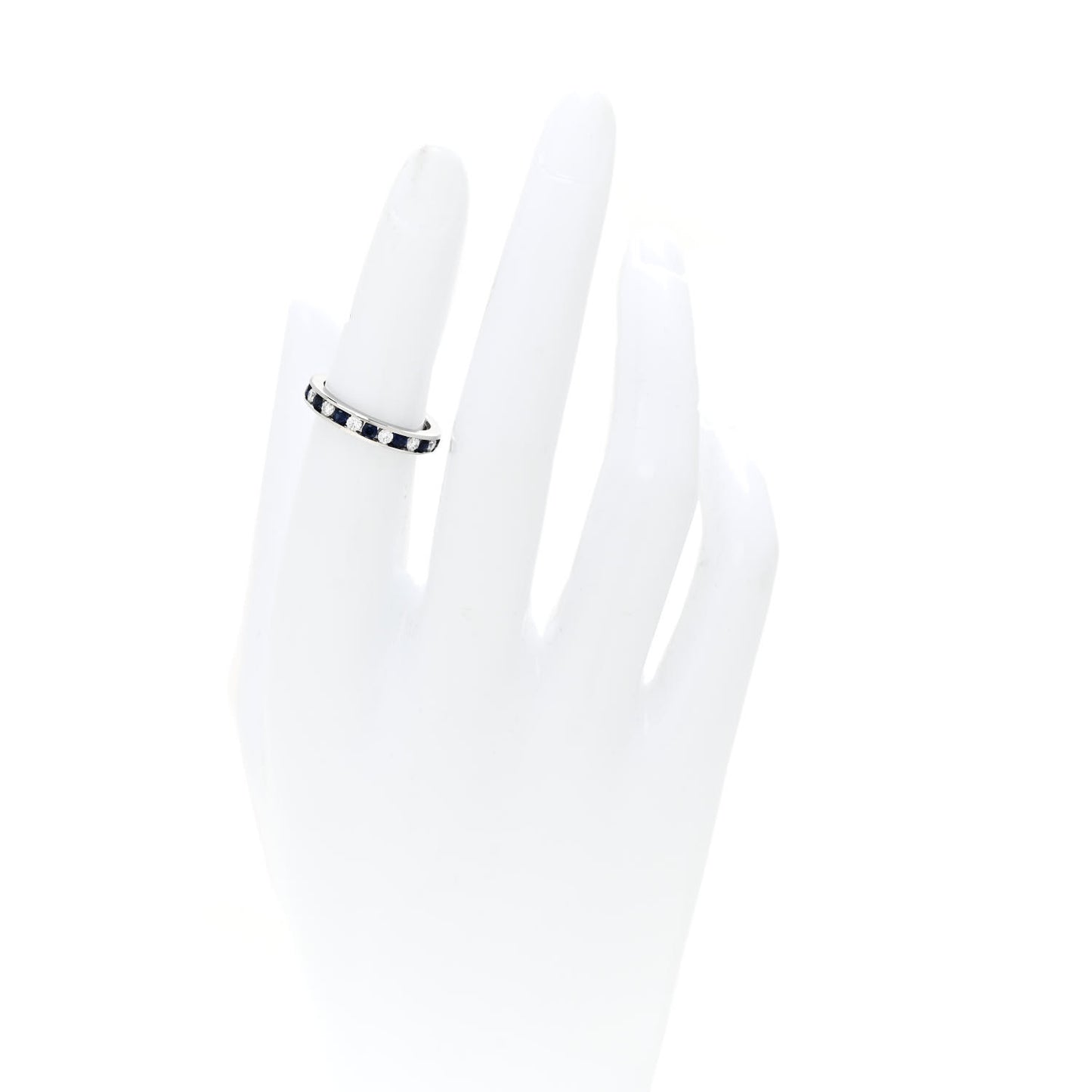 Platinum Diamond Blue Sapphire Eternity Band Ring 49 5