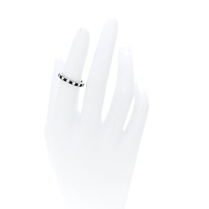 Tiffany Platinum Diamond Blue Sapphire Eternity Band Ring 49 5 2 of 4