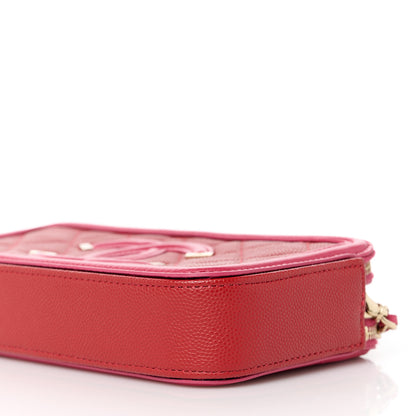 Chanel Caviar Quilted CC Filigree Clutch With Chain Red 13 of 14