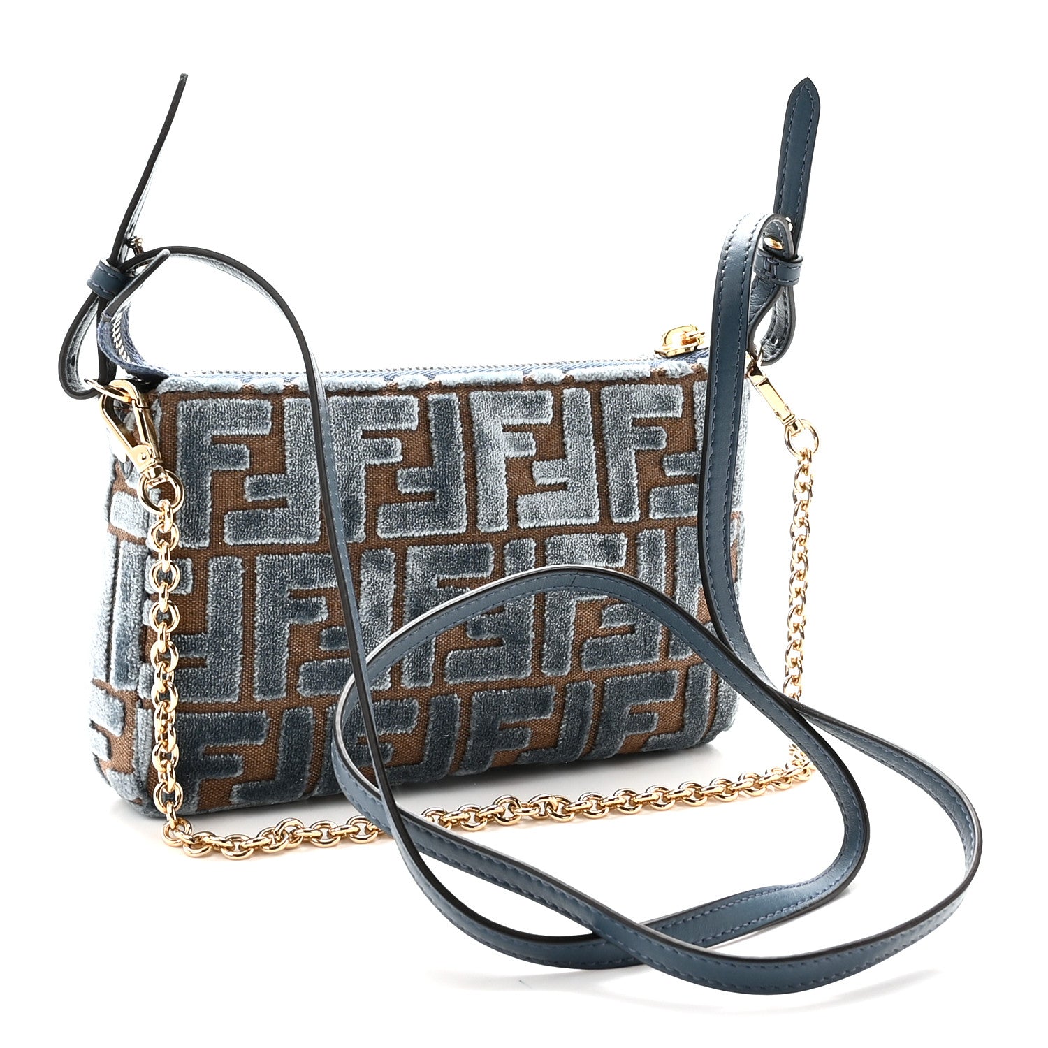 Fendi Velvet Jacquard FF Baguette Pouch Anice 3 of 9