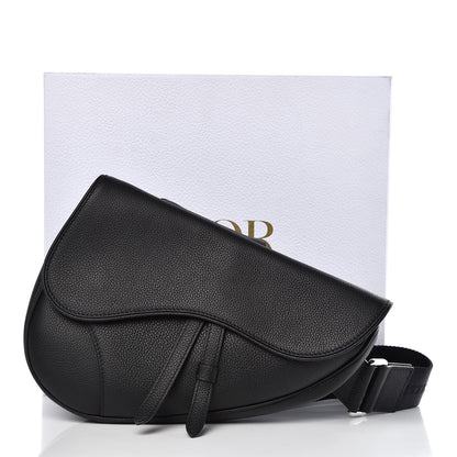 Christian Dior Grained Calfskin Mens Saddle Pouch Black 10 of 10