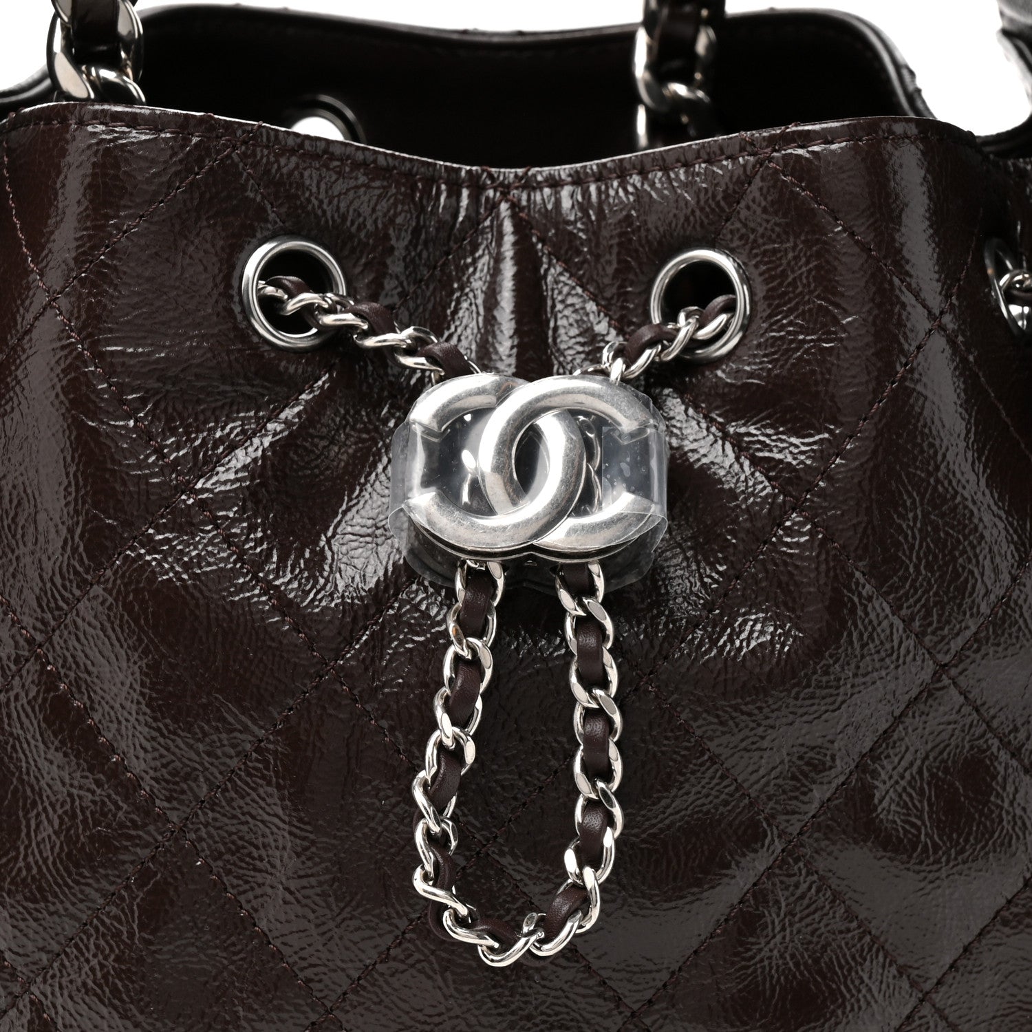 Chanel Shiny Crumpled Calfskin Quilted Small Chanel 25 Handbag Dark Brown 8 of 10