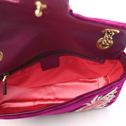 Gucci Velvet Matelasse Embroidered Small GG Marmont Shoulder Bag Fuchsia Violet Cyclamen 4 of 4