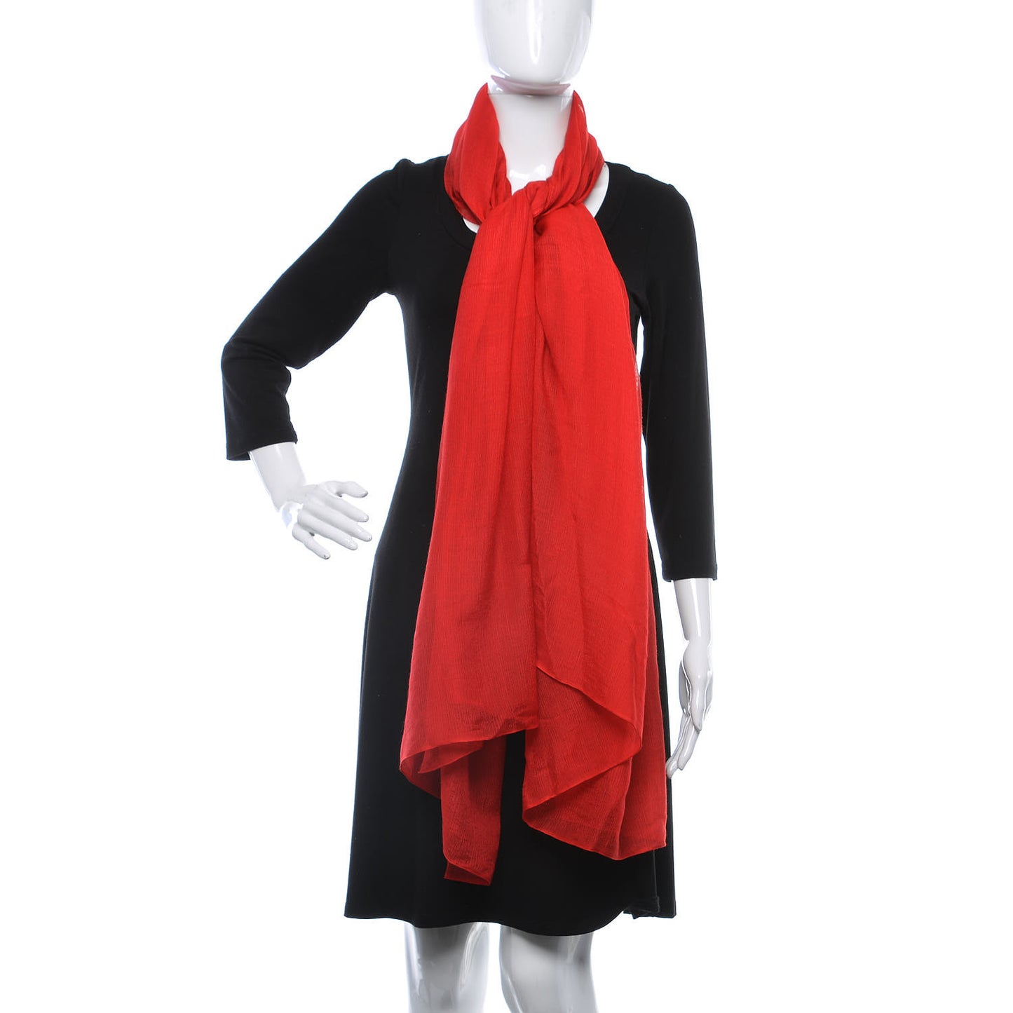 Cashmere Silk Plume Unie Stole Red