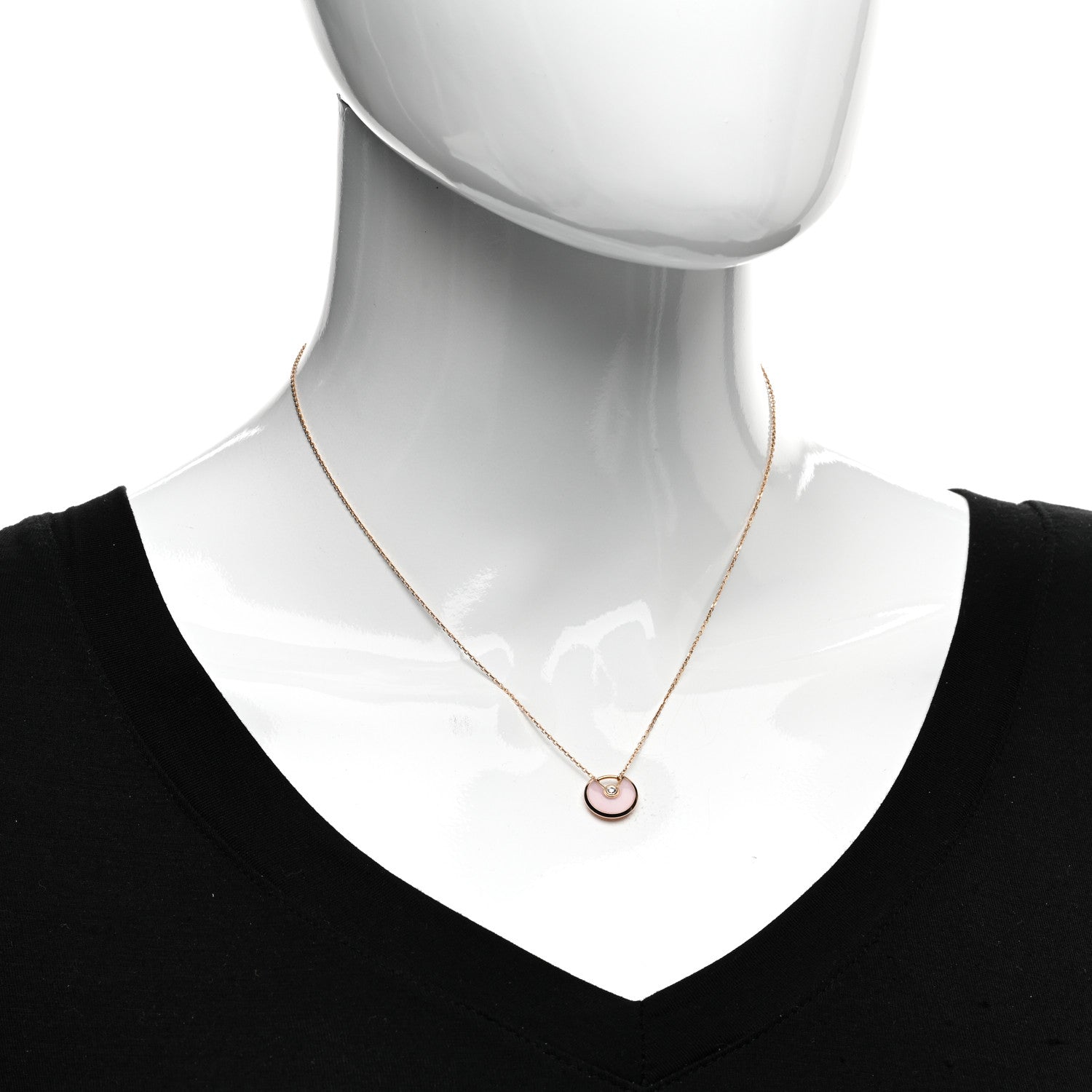 Cartier 18K Pink Gold Diamond Pink Opal XS Amulette de Cartier Pendant Necklace 2 of 4