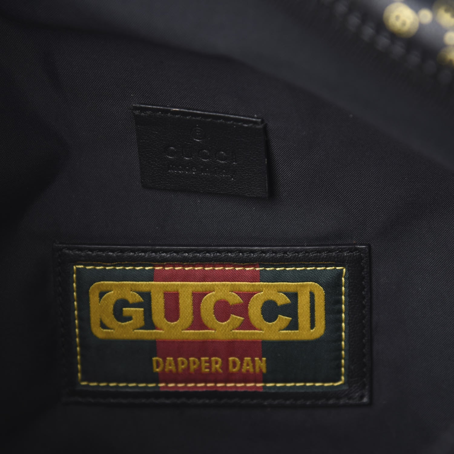 Gucci X DAPPER DAN Calfskin Laminated Ayers GG Micro Monogram Mens Belt Bag Black 7 of 9