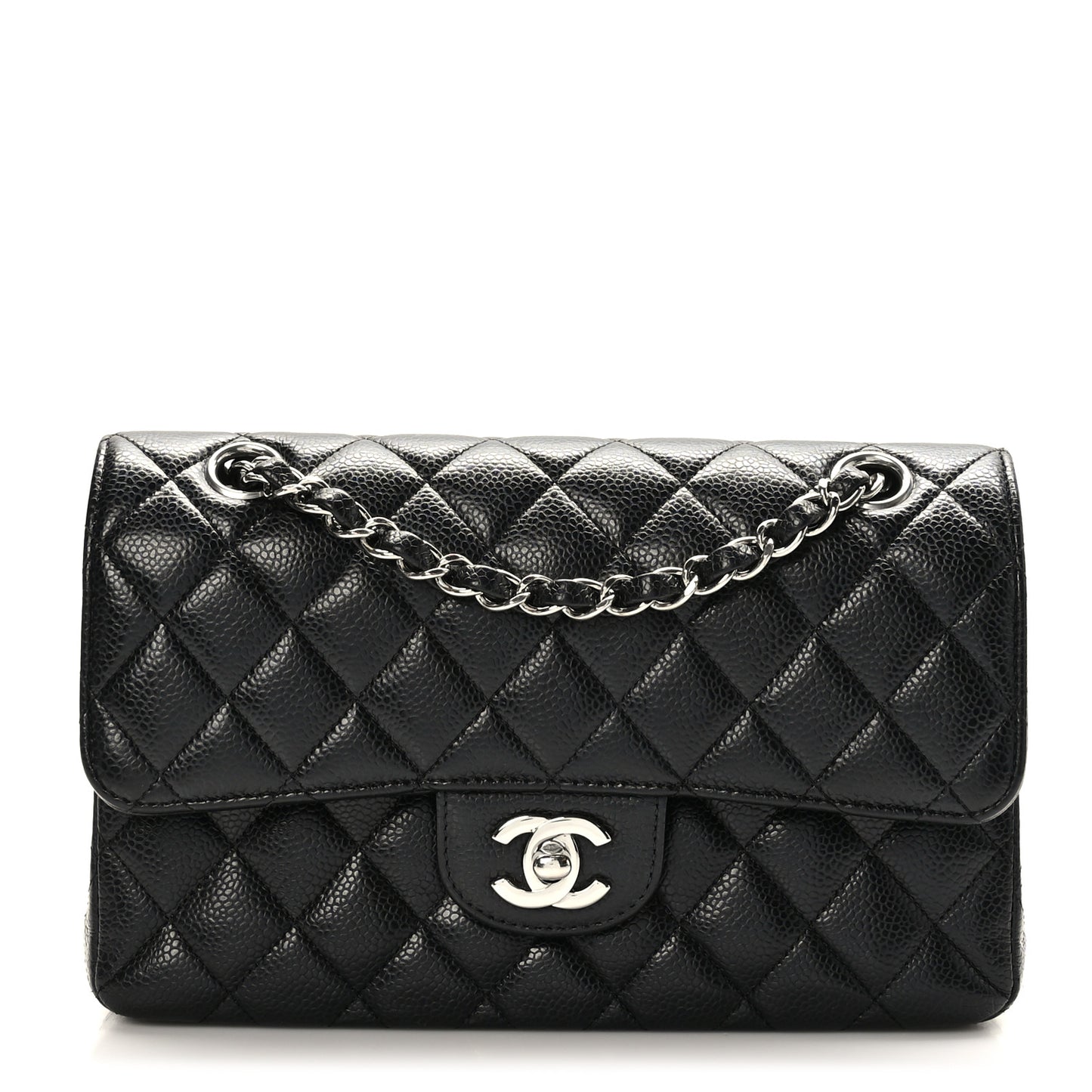 Caviar Quilted Small Double Flap Black