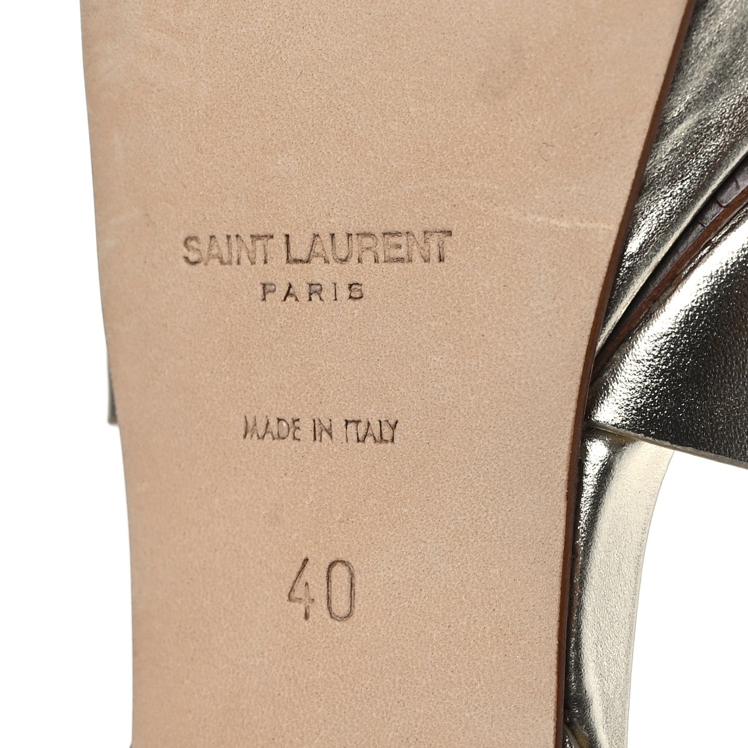 Saint Laurent Metallic Nappa Tribute 75 Platform Sandals 40 Gold 7 of 7