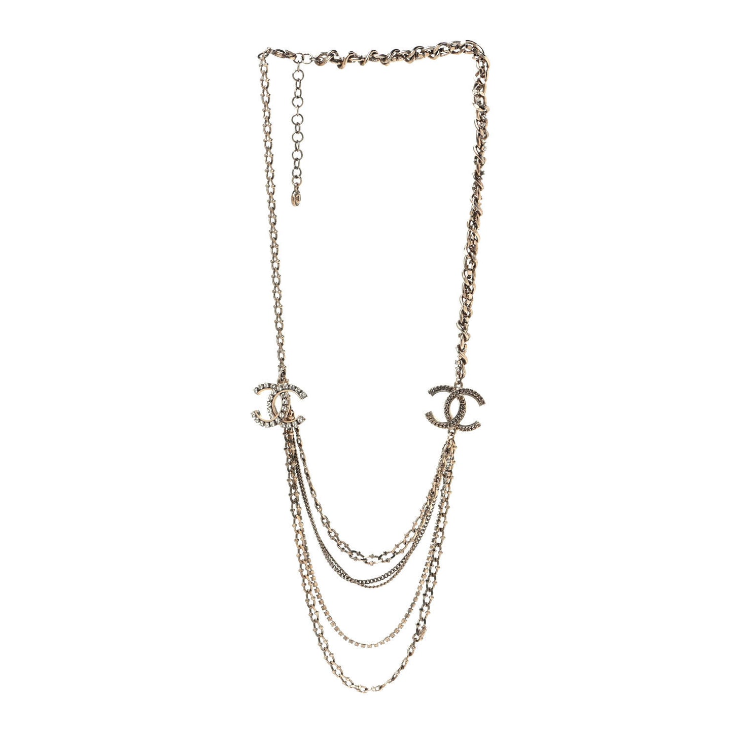 Crystal CC Multi Strand Necklace Gold