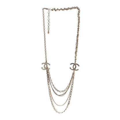 Chanel Crystal CC Multi Strand Necklace Gold 2 of 4