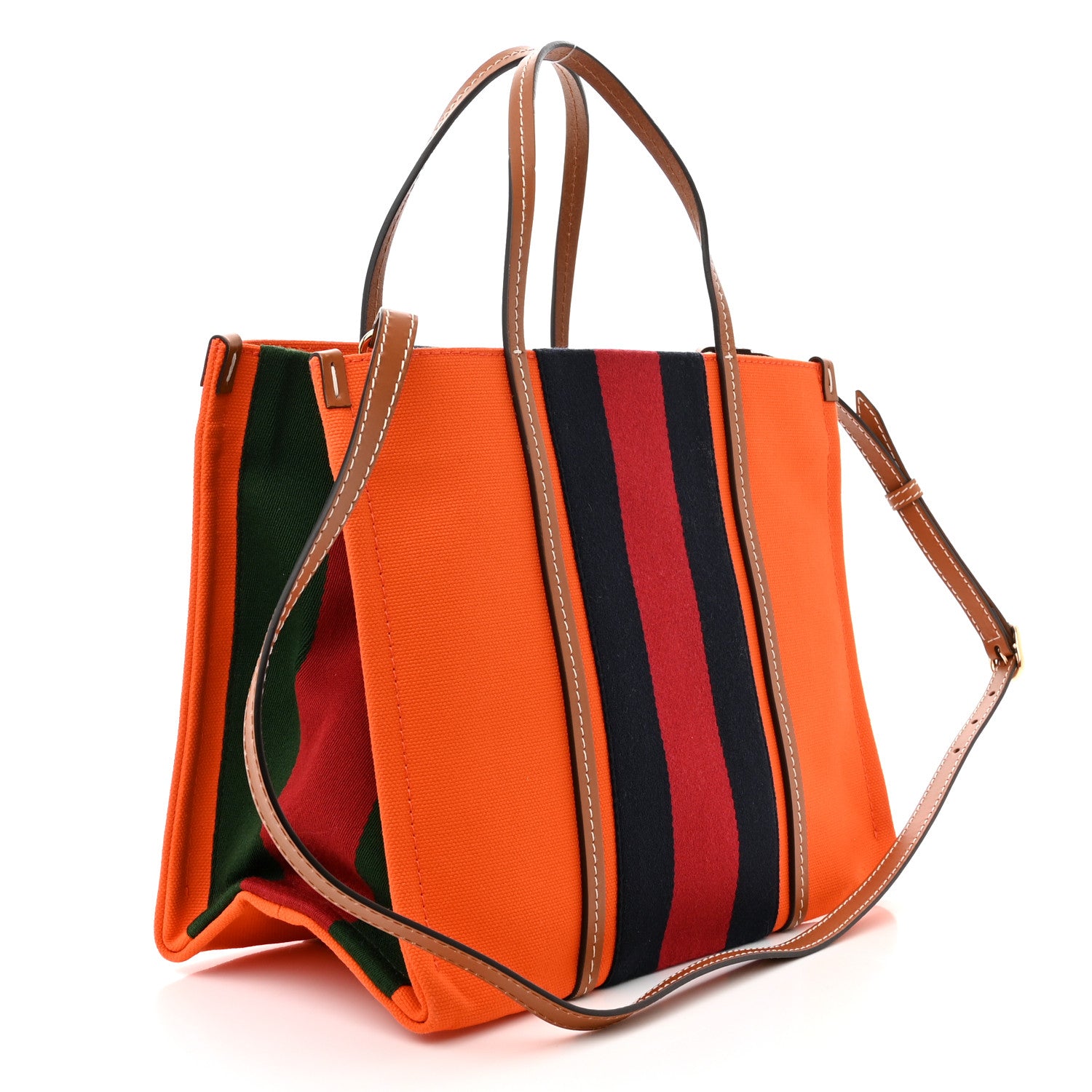 Gucci Canvas Calfskin Web Large Interlocking G Tote Bag Vibrant
