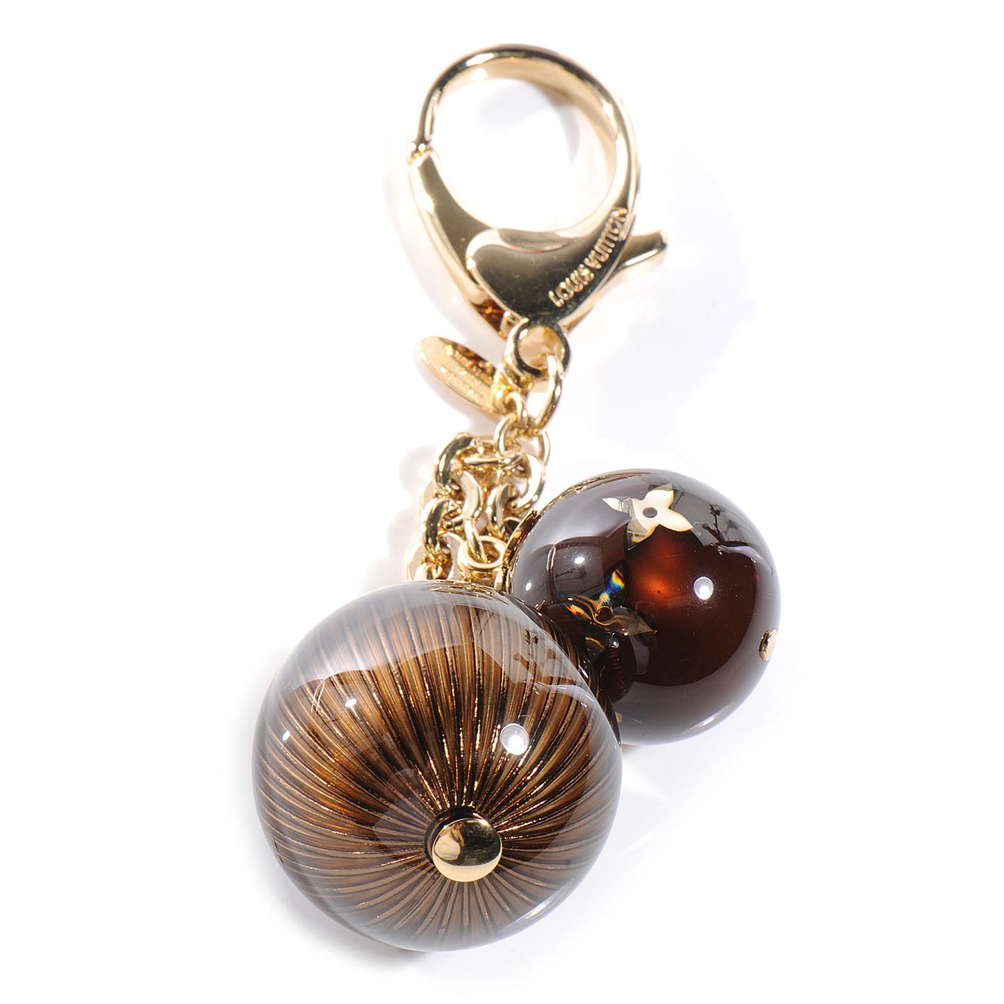 Monogram Ball Charm Key Chain Brown