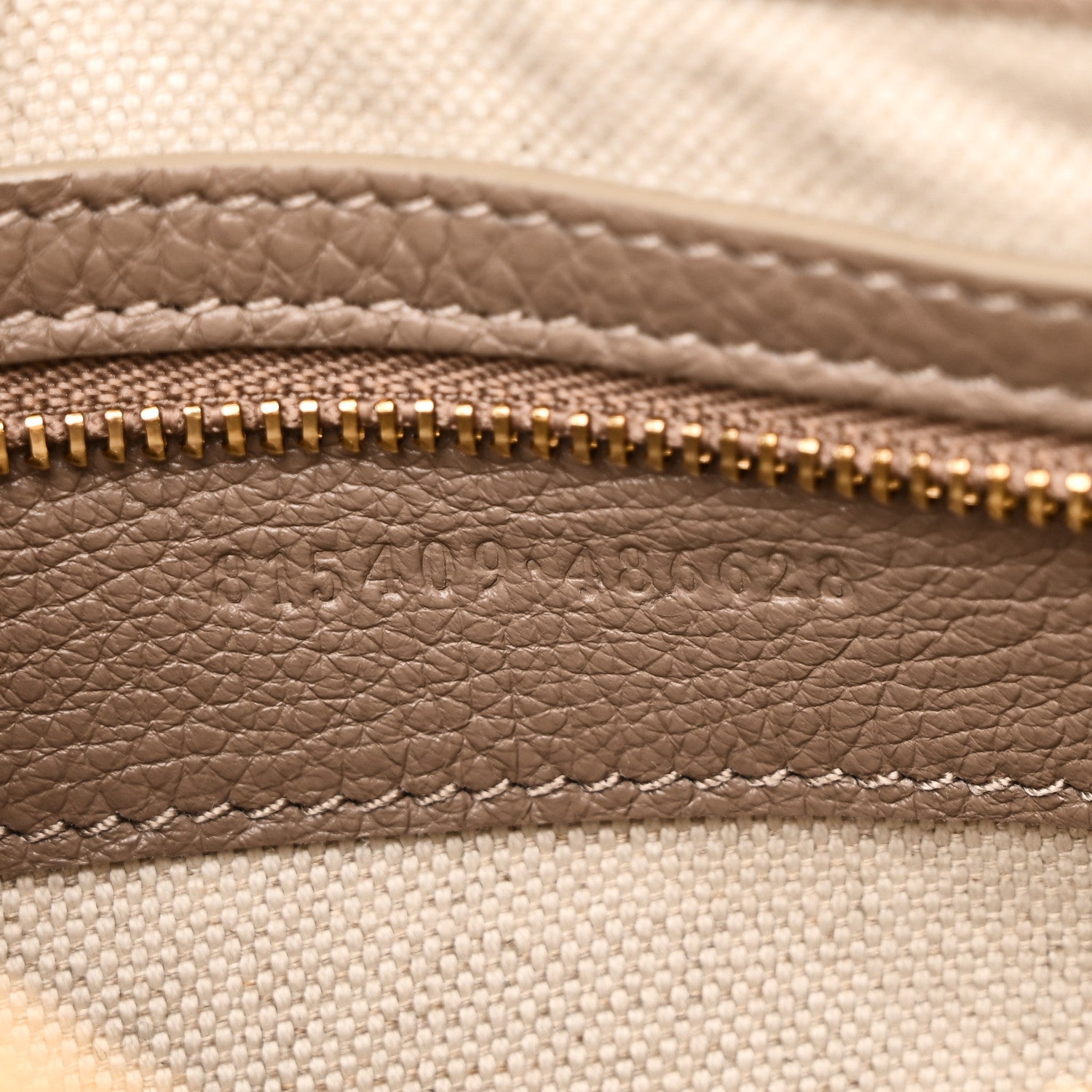 Gucci Grainy Calfskin GG Embossed Emblem Medium Half Moon Shoulder Bag Taupe 7 of 10