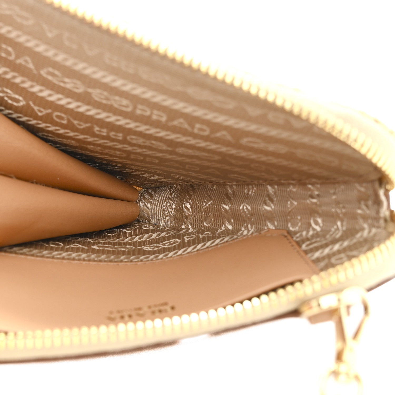 Prada Raffia Calfskin Crochet Logo Embroidered Mini Triangle Crossbody Pouch Naturale 5 of 12