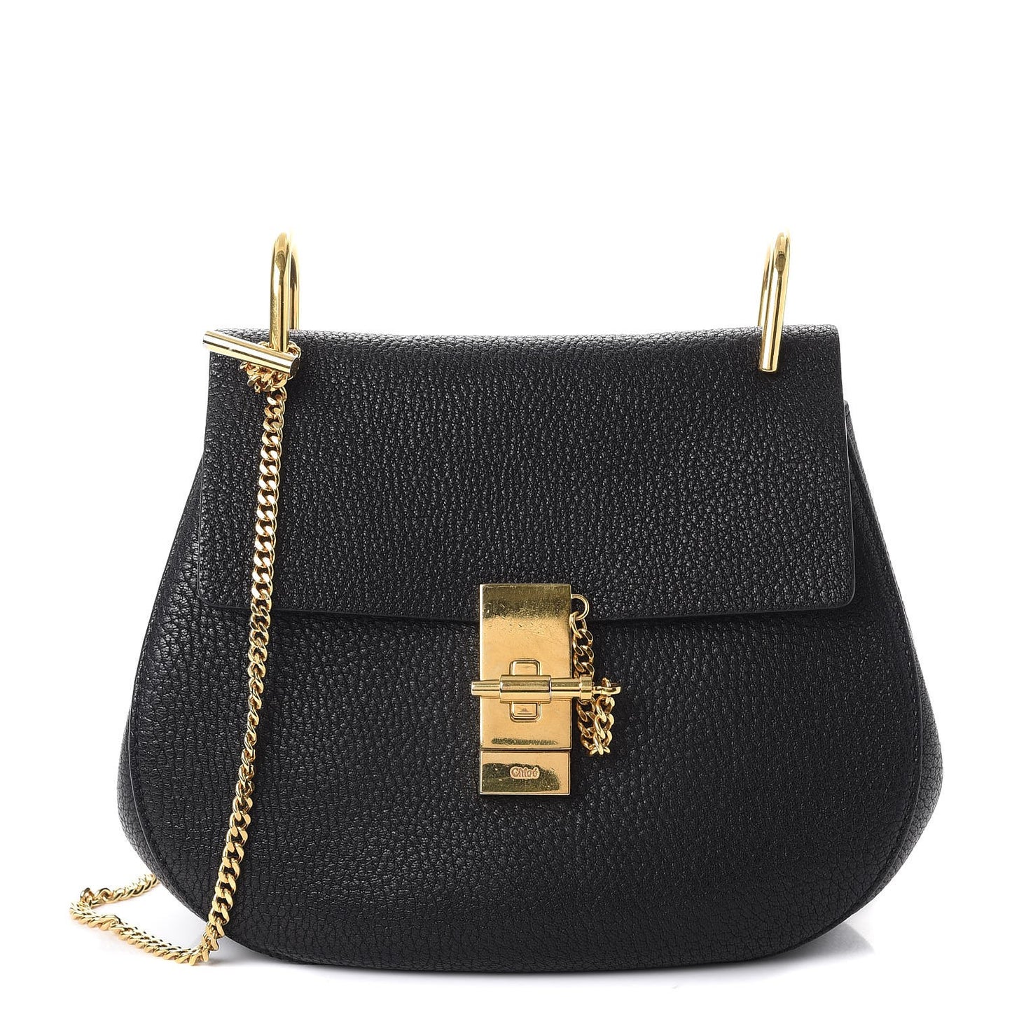 Grained Lambskin Drew Shoulder Bag Black
