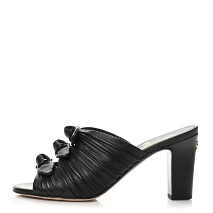 Chanel Calfskin Bows CC Mules 37.5 Black 1 of 8