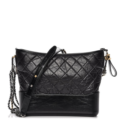 Chanel Aged Calfskin Quilted Medium Gabrielle Hobo Black 1 of 9