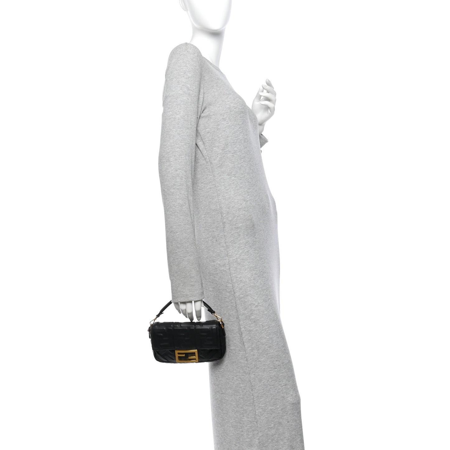 Nappa FF 1974 Embossed Mini Baguette Black