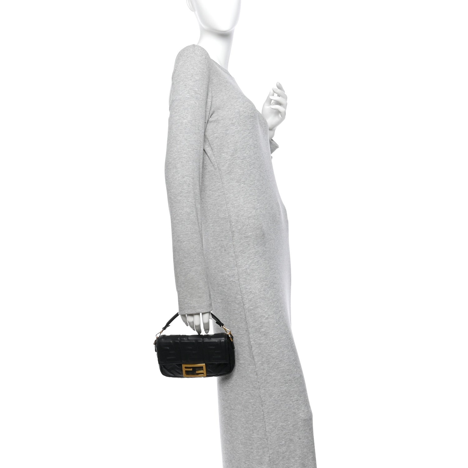 Fendi Nappa FF 1974 Embossed Mini Baguette Black 2 of 12
