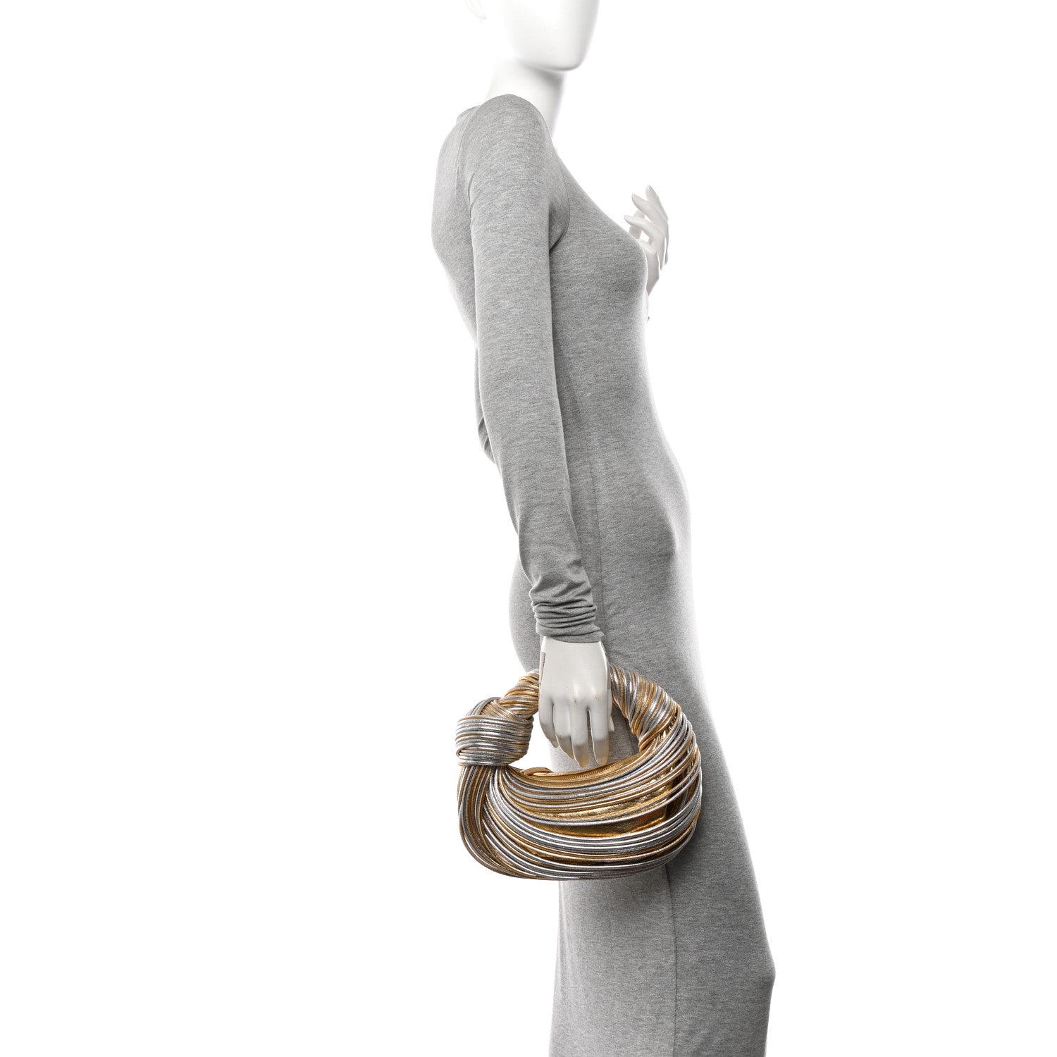 Bottega Veneta Tubular Laminated Lambskin Mini Jodie Gold Silver 2 of 10