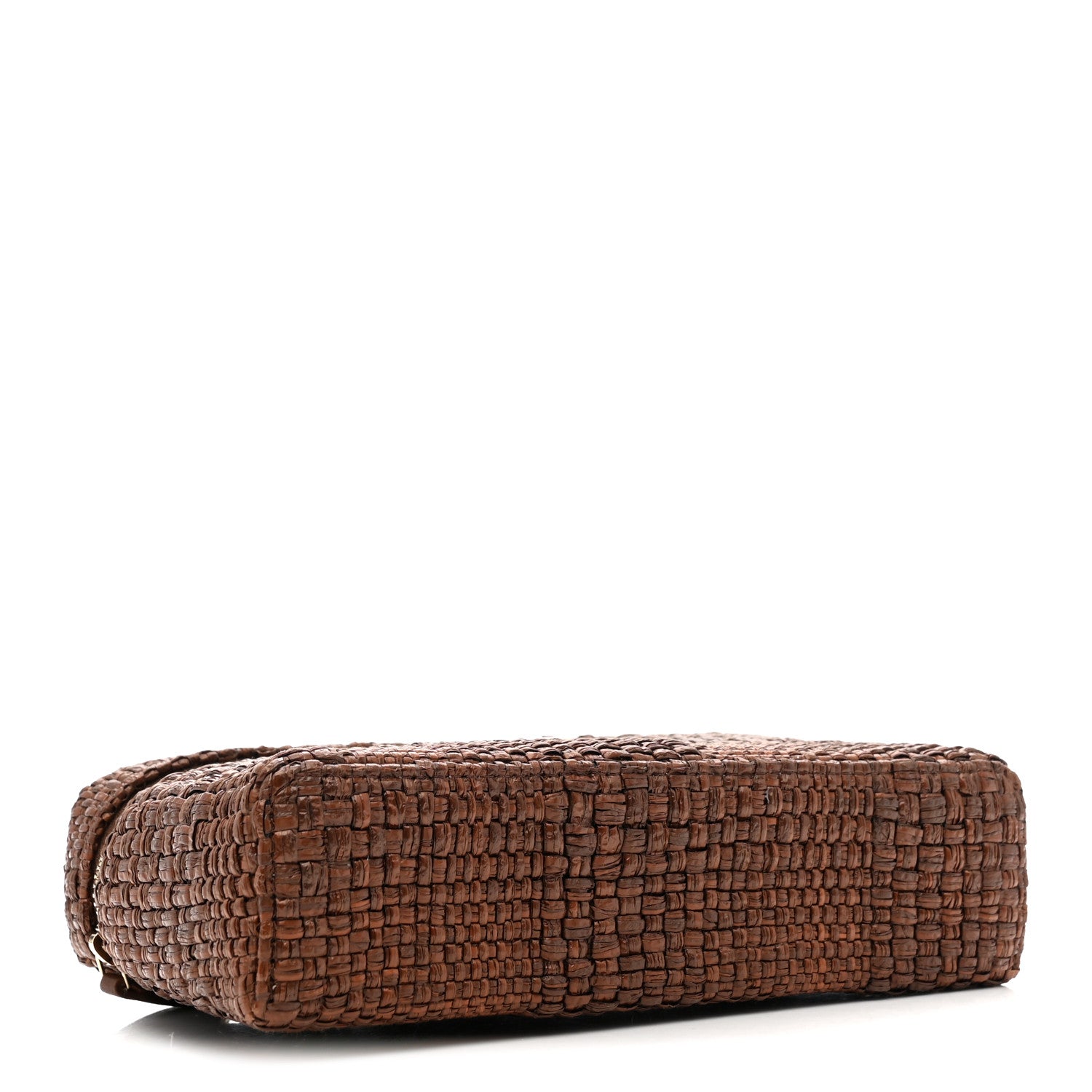 Chanel Braided Raffia Quilted Top Handle Slim Vanity With Chain Brown 4 of 11