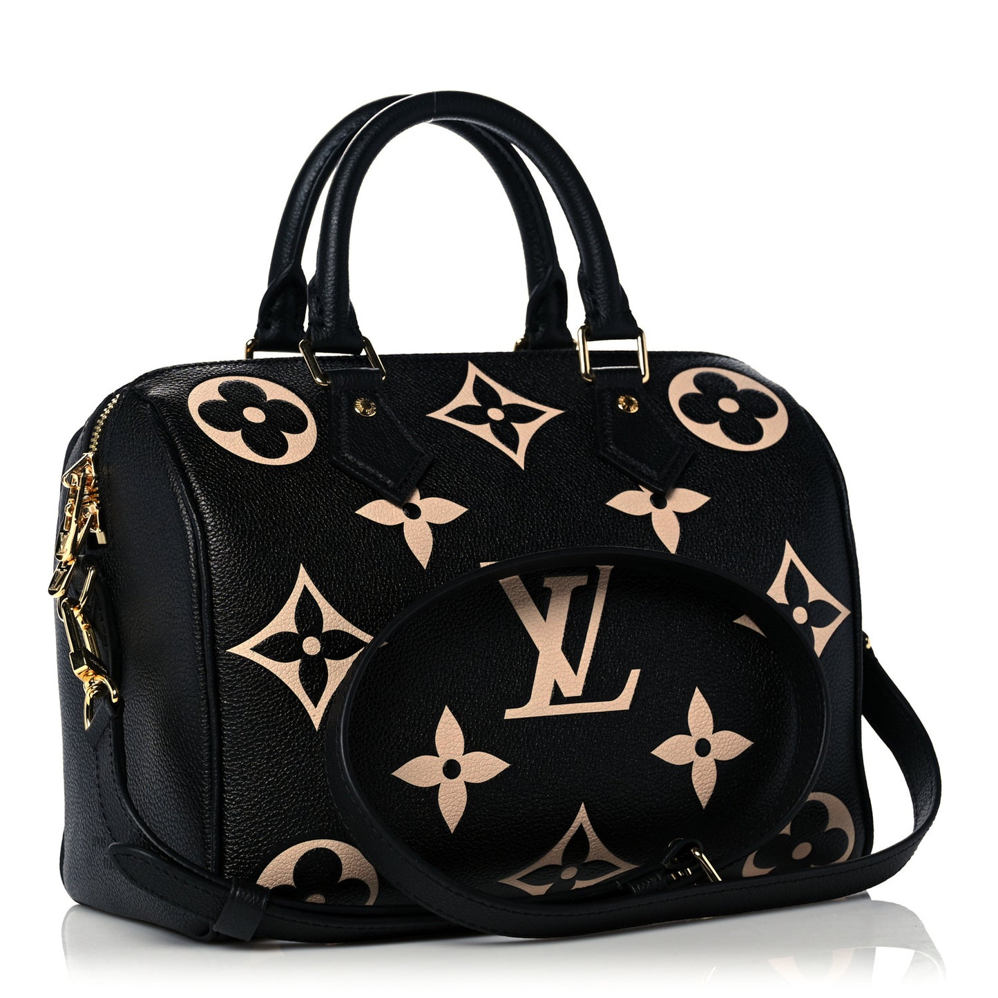 Empreinte Monogram Giant Speedy Bandouliere 25 Black Beige