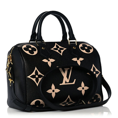 Louis Vuitton Empreinte Monogram Giant Speedy Bandouliere 25 Black Beige 3 of 9