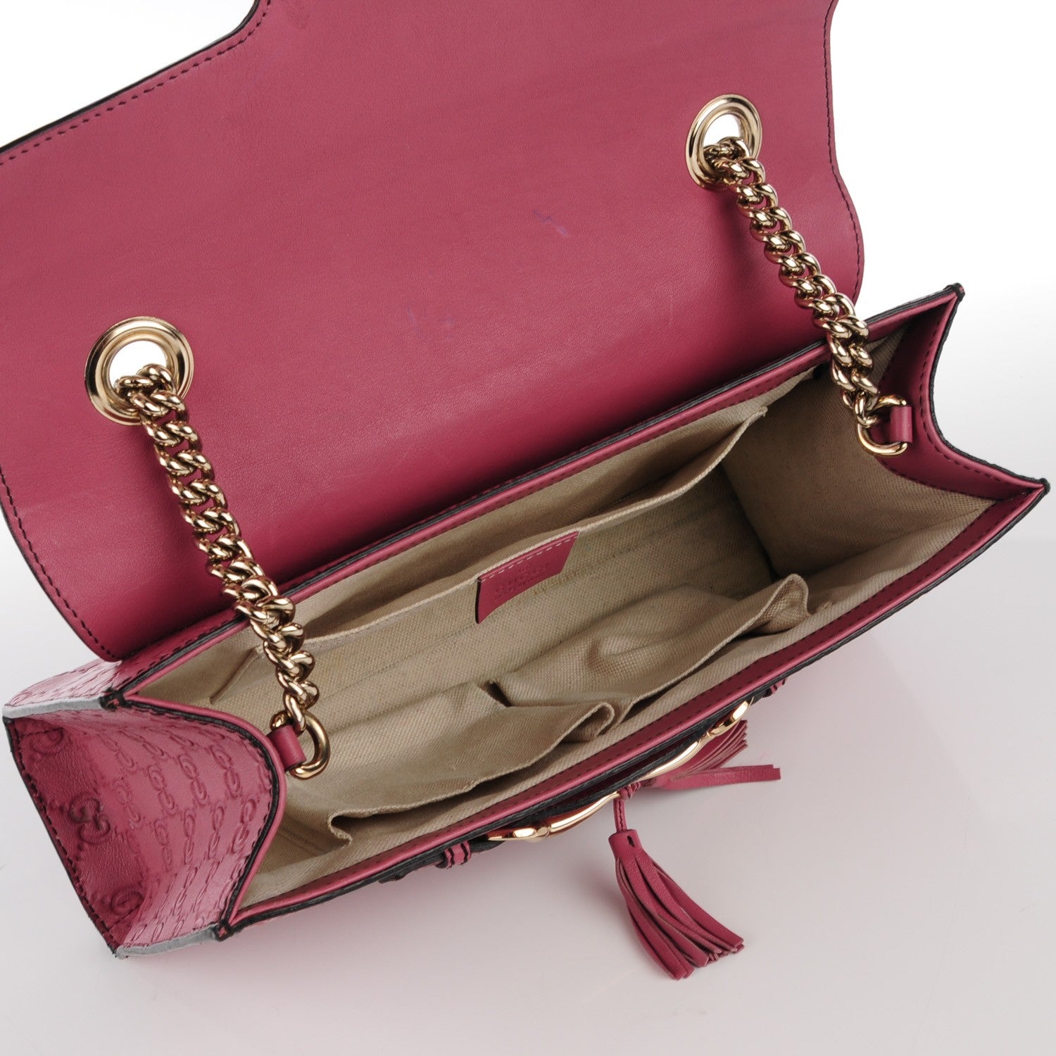 Gucci Guccissima Medium Emily Chain Shoulder Bag Dark Pink 7 of 7